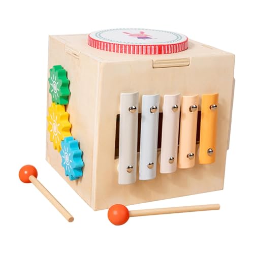 perfk Aktivitätswürfel aus Holz, Montessori-Spielzeug aus Holz, Hand-Auge-Koordination, Spielsets aus Holz, Sinnesspielzeug, Musikspielzeug für Kleinkinder, von perfk