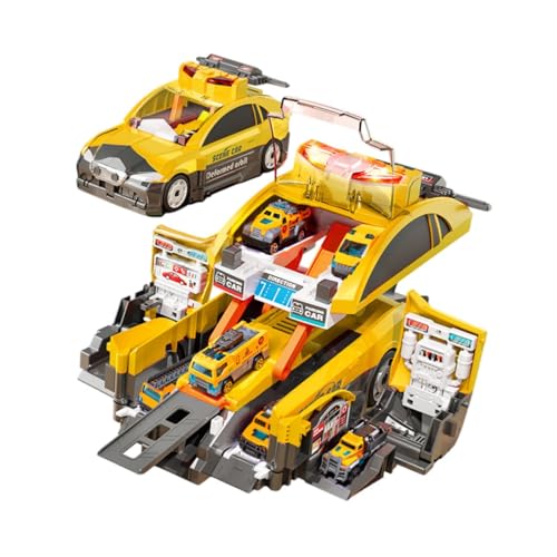 perfk Auto-Spielzeug-LKW-Set für Kinder mit 6 kleinen Autos aus Legierung, Deformationsspielzeug, Autotransporter-LKW-Spielzeug für Jungen und Mädchen, Technisches Auto von perfk