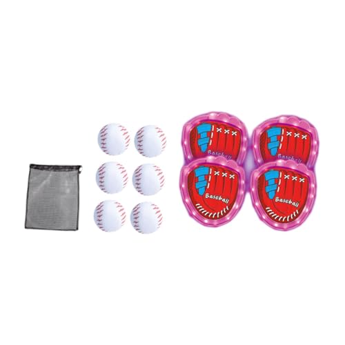 perfk Ballspiel-Set zum Werfen und Fangen von Bällen für Kinder, Spiele für drinnen und draußen, Feinmotorik-Spielzeug mit leuchtenden, klebrigen Bällen für, Rosa mit Tennis von perfk