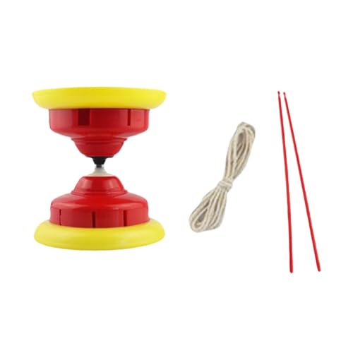 perfk Chinesisches Diabolo-Set mit Stäben, einfach zu verwenden, flexibel, vielseitig einsetzbar, interaktives chinesisches Jonglierspielzeug für Park, Rot von perfk