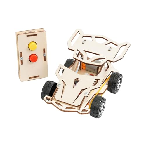 perfk DIY Mini-Fernsteuerungsauto-Spielzeug, DIY RC-Auto, Holz-3D-Puzzle, DIY-Zusammenbau, handgefertigtes Holzauto-Fahrzeugmodell, Lernspielzeug für Kinder von perfk