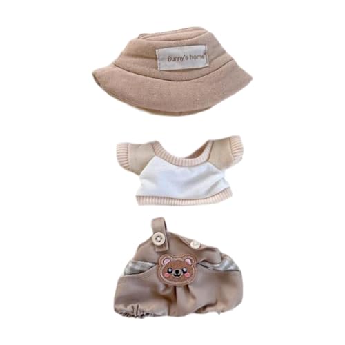 perfk DREI Teile T Shirt Und Hose für Plüschpuppen. Puppen für Kinder Gestalten, Khaki mit Hut von perfk