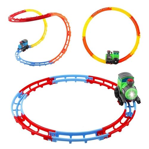 perfk Eisenbahnschienen Set mit Ton Und Licht, Rollender Schienenzug für Den Kindergarten von perfk