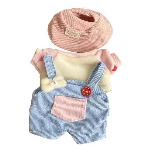 perfk Enten-Plüschkleidung, Puppenanzug für 15 cm große Puppen, Plüschpuppenzubehör, Anziehsachen, Kostüme, modisches Plüschpuppen-Outfit, Cartoon, Overall-Set mit Kaninchenmotiv von perfk