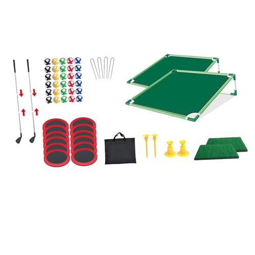 perfk Golf-Pong-Putting-Spielset, Golf-Putting-Übungstrainingsgerät, Karnevalsspiel, Golf-Putting-Green-Matte für Jungen und Mädchen, Doppel-Rack von perfk