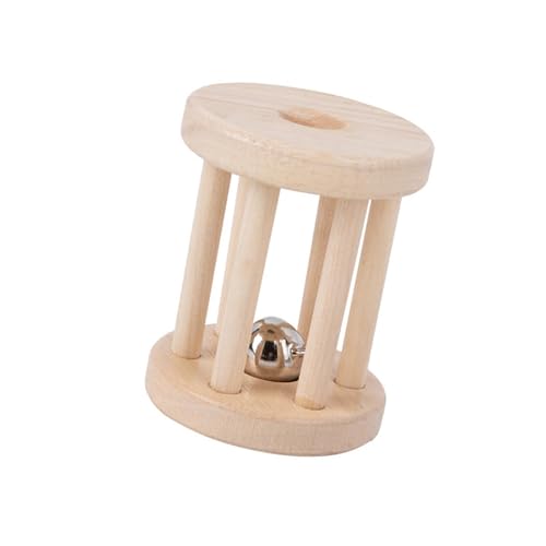 perfk Holz-Baby-Roller-Rassel Montessori-Rassel-Roller Tragbares Roller-Glocken-Spielzeug Holzspielzeug Rasseln mit Glocken für Babys Geschenk, C von perfk