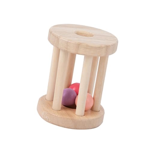 perfk Holz-Baby-Roller-Rassel Montessori-Rassel-Roller Tragbares Roller-Glocken-Spielzeug Holzspielzeug Rasseln mit Glocken für Babys Geschenk, D von perfk