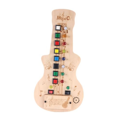 perfk Holz-Beschäftigungsbrett, Mini-Gitarre, Montessori-Lernspielzeug, Aktivitätsbrett für grundlegende motorische Fähigkeiten, Schalter, von perfk