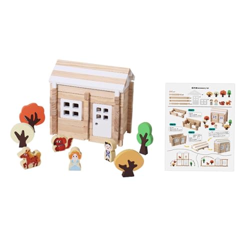 perfk Holzbaustein-Set, Montessori-Interaktion, DIY-Konstruktionsbaustein-Stapelblock-Spielzeug für Männer, Jungen, Mädchen, Kinder, 75 Stück von perfk