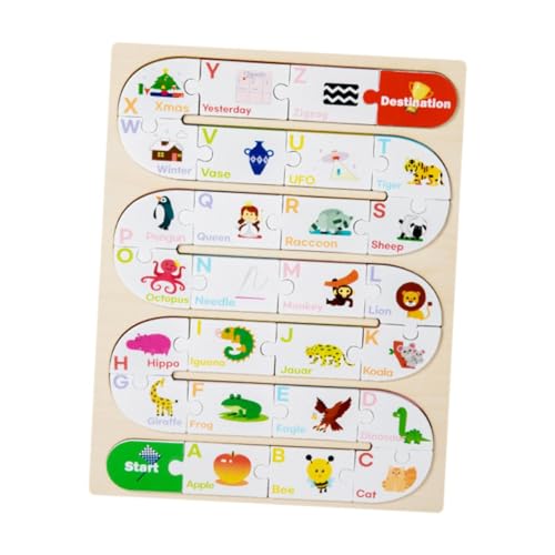 perfk Holzpuzzle Alphabet Puzzle Denksportaufgaben Puzzle Montessori Lernspielzeug für Baby Kinder Jungen Mädchen Geburtstagsgeschenk, Tier von perfk