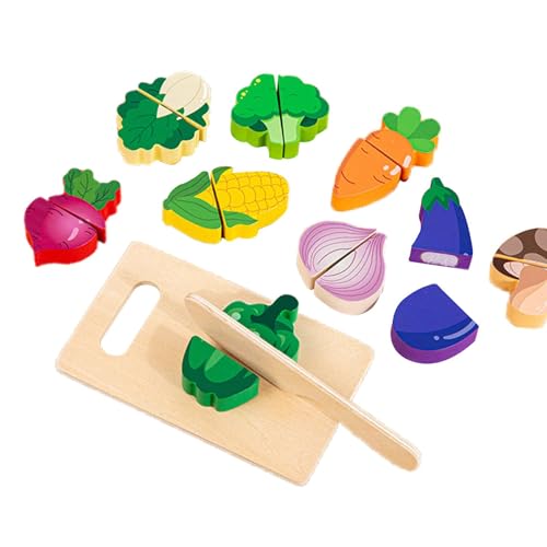 perfk Holzschneidespielzeug für Lebensmittel, Rollenspiel-Spielzeug, Entwicklungsspielzeug Montessori, Holzschneidespielzeug-Set für den Bauernhof, Alter 3, Gemüse von perfk