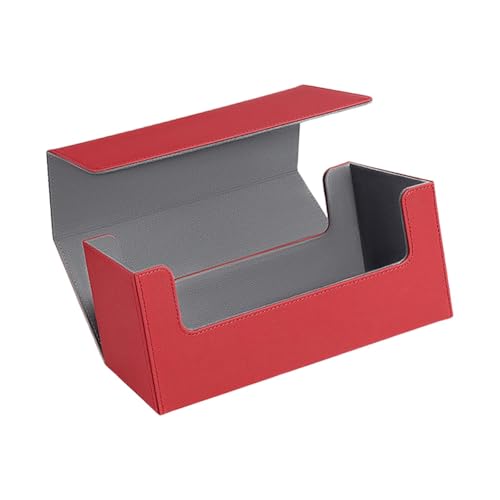 perfk Kartenetui, Sportkartenboxen, Sammlung, mit Deckel, Aufbewahrungsbox zum Sammeln von Karten, Spielkarten-Organizer als Geschenk, Fußballkarten, Rot von perfk