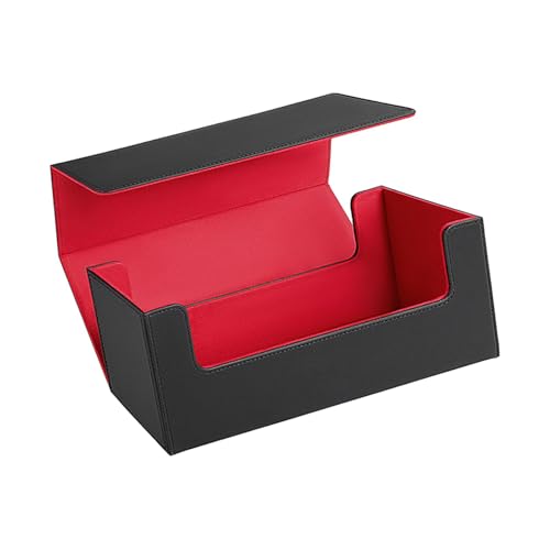 perfk Kartenetui, Sportkartenboxen, Sammlung, mit Deckel, Aufbewahrungsbox zum Sammeln von Karten, Spielkarten-Organizer als Geschenk, Fußballkarten, Schwarz Und Rot von perfk