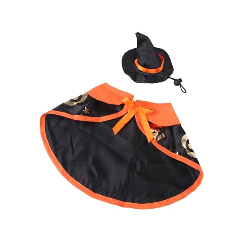 perfk Katzenkostüme Umhang, Zaubererumhang für Haustiere mit Hut, entzückendes Katzen-Cosplay-Kostüm, Haustierkleidung für Halloween, Haustiere, Katzen, M Orange von perfk