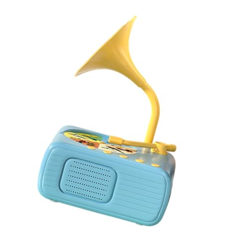 perfk Kinder-Grammophon mit 96 Karten, Lernspielzeug, tragbar, einfach zu bedienen, Mehrzweck-Kinder-Phonograph für Kinder im Alter von 3–6 Jahren, Blau von perfk