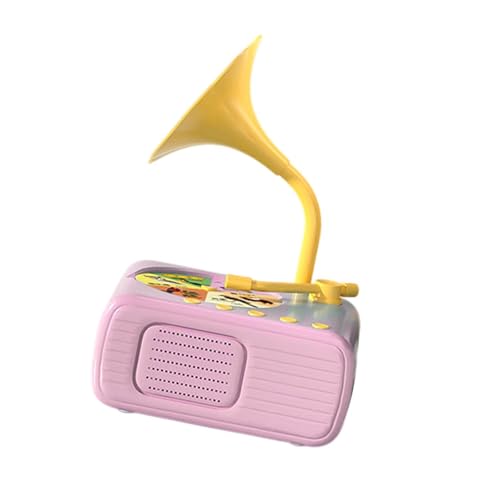 perfk Kinder-Grammophon mit 96 Karten, Lernspielzeug, tragbar, einfach zu bedienen, Mehrzweck-Kinder-Phonograph für Kinder im Alter von 3–6 Jahren, Rosa von perfk