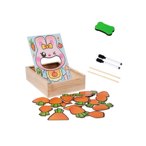 perfk Kinder Hase Fütterung Spiel Baby Intellektuelle Holz Spielzeug Nette Früherziehung Praktische Holz Puzzle Montage Spiel von perfk