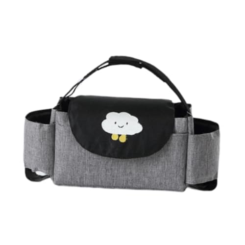 perfk Kinderwagen-Organizer-Tasche, Hängetasche, Mama-Tasche, mehrere Taschen, Baby-Wickeltasche, Kinderwagen-Reisetasche für Kinderwagen, Baby- und, Schwarz Grau Wolke von perfk