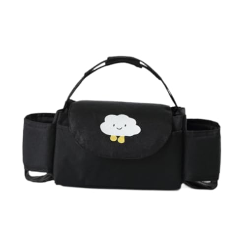 perfk Kinderwagen-Organizer-Tasche, Hängetasche, Mama-Tasche, mehrere Taschen, Baby-Wickeltasche, Kinderwagen-Reisetasche für Kinderwagen, Baby- und, Schwarze Wolke von perfk