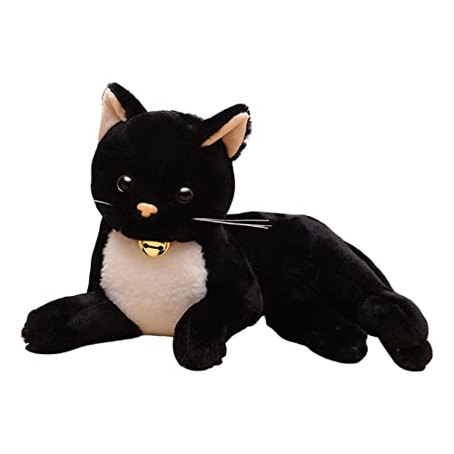 perfk Kuschelige Plüschkatze, weiche Plüschfigur, handgefertigtes Kuscheltier, Plüsch-Katzenspielzeug für Schlafenszeit, Freund, Kinder, Partybevorzugung, Schwarz 29cm von perfk