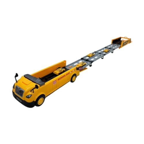 perfk LKW-Trägerauto-Spielzeug, faltbares Schichtauto, Rennstrecken-Spielset, Transportautoträger und Rennauto für Kinder, Jungen und Mädchen von perfk