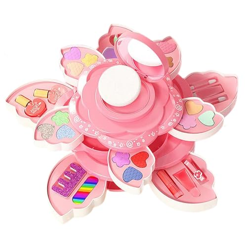 perfk Make-up-Set für Kinder, Make-up-Set für kleine Mädchen, echte Kosmetik mit Kosmetiktasche, Verkleidung für Kinder, Prinzessin, groß von perfk