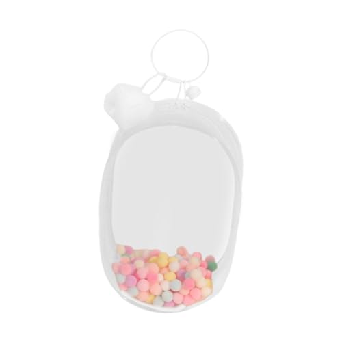 perfk Mini-Puppentasche, durchsichtige Figuren-Displaytasche, dekorativer Hänge-Organizer, kleine Puppen-Aufbewahrungstasche für 15/18 cm große, weiß mit Kugel von perfk