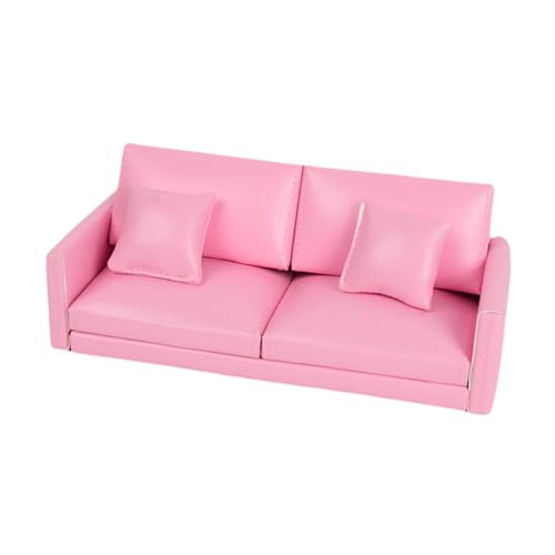 perfk Miniatur-Sofa für Puppenhaus im Maßstab 1:12, Mini-Sofa für Puppenhaus, Dekoration für Ornamente, Foto-Requisiten, Partygeschenke, ROSA von perfk