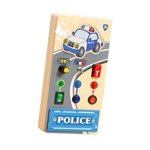 perfk Montessori Schalter Busy Board Reise Spielzeug Pädagogisches Spielzeug Aktivität Bord Licht Schalt Spielzeug mit Led Lampe Up Switching für 1-3, Polizei von perfk