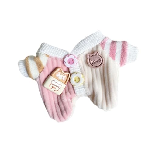 perfk Plüsch-Puppenkleidung für 15–17 cm große Puppen. Kostüme, Foto-Requisiten, modischer Schlafanzug, süßer weicher Overall, Puppen-Outfits, Rosa von perfk