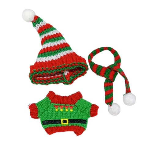 perfk Plüschfigur Weihnachtspullover-Kostüme, Foto-Requisiten für Kinder, DIY-Verkleidung mit Mütze und Schal für 6,69 Zoll, Grüner Pullover von perfk