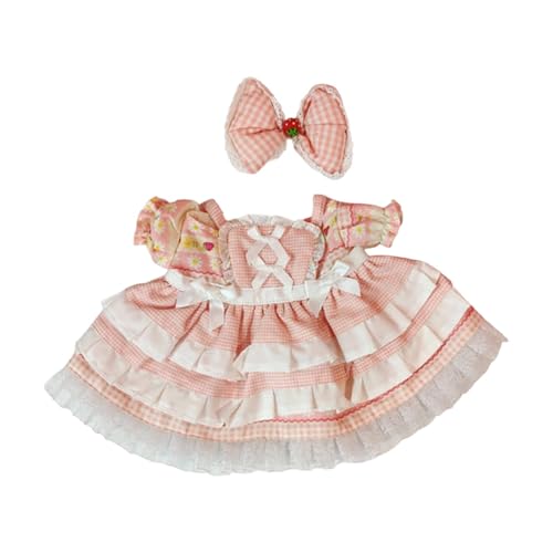 perfk Plüschpuppen-Kleidungsanzug, Puppenkleidung, abnehmbare Foto-Requisiten für Kinder, süßes Anhänger-Puppen-Outfits-Kostüm für 22,83-Zoll-Puppe, Rosa Blumen von perfk