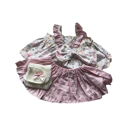 perfk Plüschpuppen-Kleidungsanzug, Puppenkleidung, abnehmbare Foto-Requisiten für Kinder, süßes Anhänger-Puppen-Outfits-Kostüm für 22,83-Zoll-Puppe, Rosa Streifen von perfk