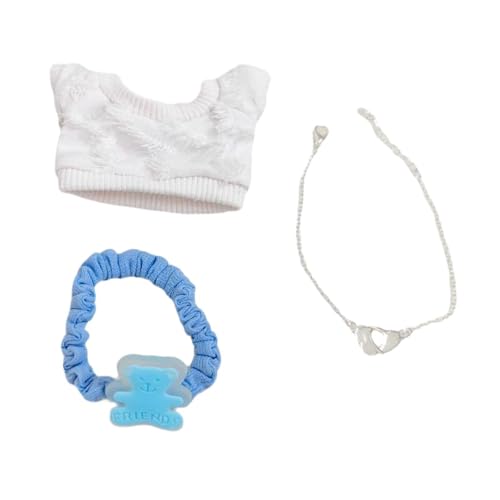 perfk Plüschpuppenkleidung, Stoffpuppe, Schlüsselanhänger, Accessoire für Kinder, weiches Plüschpuppenzubehör, Outfit, Dekoration für 17 cm große, Weiß von perfk