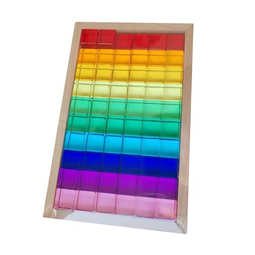 perfk Regenbogen-Baustein-Set, Bausteine, sensorisches Trainingsspielzeug, Acrylwürfel, Stapelspiel für Jungen und Mädchen, Geburtstagsgeschenk von perfk