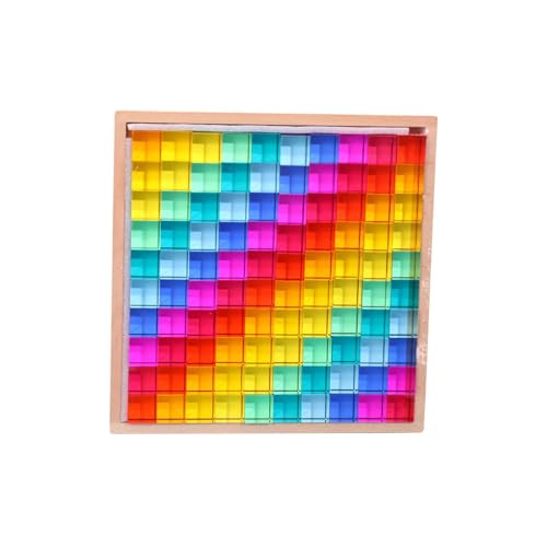 perfk Regenbogen-Bausteine-Set, Stapelspielzeug, Geschenk, sensorisches Trainingsspielzeug, Acrylwürfel, Bausteine für Kleinkinder, Jungen und Mädchen von perfk