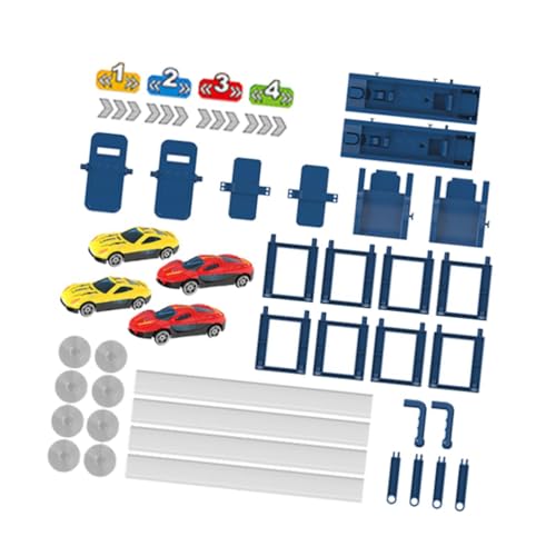 perfk Schleuderrennstrecke, Lernspielzeug, kreative, robuste, leichte DIY-Streckenmontage mit Legierungsautos für Jungen und Mädchen, 2 Spuren von perfk