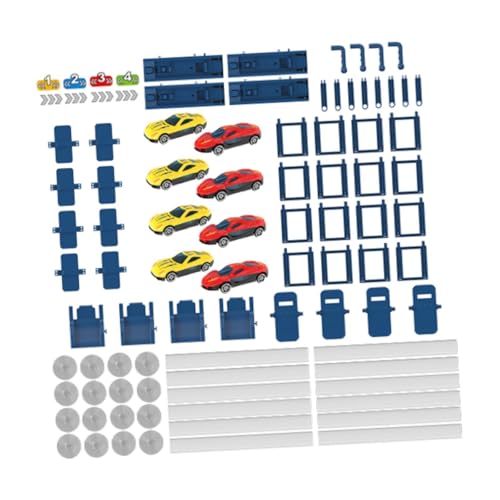 perfk Schleuderrennstrecke, Lernspielzeug, kreative, robuste, leichte DIY-Streckenmontage mit Legierungsautos für Jungen und Mädchen, 4 Spuren von perfk