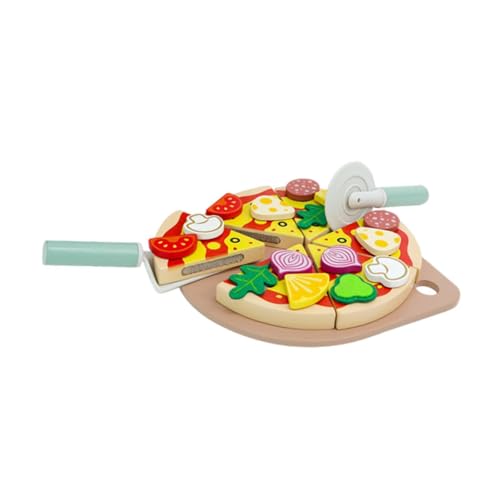 perfk Schneidespielzeug für Kinder, Pizza-Spielzeug-Set, Lernspielzeug, Montessori-Spielzeug, Pizza-Spielzeug aus Holz, Kochspielzeug für Kleinkinder von perfk