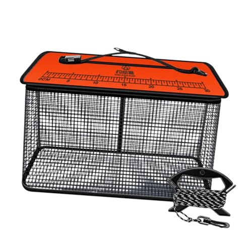 perfk Schwimmender Angelkorb, Minnows-Eimer, Outdoor für lebende Fische, Ausrüstung mit rutschfestem Paracord, vielseitiger Angelkäfig, Orange 39 X24cmx50cm perfk Schwimmender Angelkorb, Minnows-Eimer, Outdoor für lebende Fische, Ausrüstung mit rutschfestem Paracord, vielseitiger Angelkäfig, Orange 39 X24cmx50cm von perfk