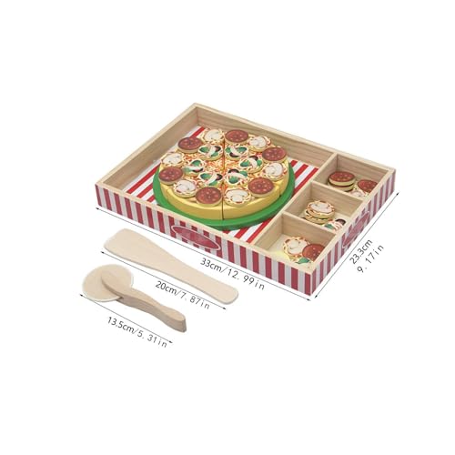 perfk Simuliertes Pizzaspielzeug aus Holz, Partygeschenke, Rollenspiel-Küchenset, Mehrzweck-Vorgabeküchenspielzeug für die Schule und das Zuhause von von perfk