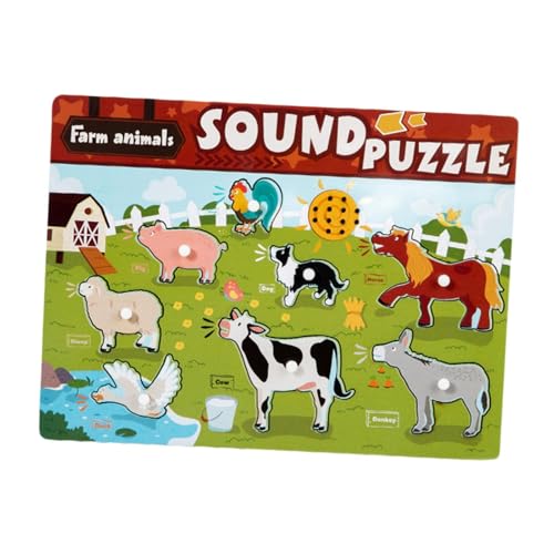 perfk Sound Teaching Früherziehung, Spaß, praktische Fähigkeiten, Cartoon, Holzspielzeug, Puzzle für Mädchen und Jungen, Vorschul-Kleinkinder, Geschenk, Tier von perfk