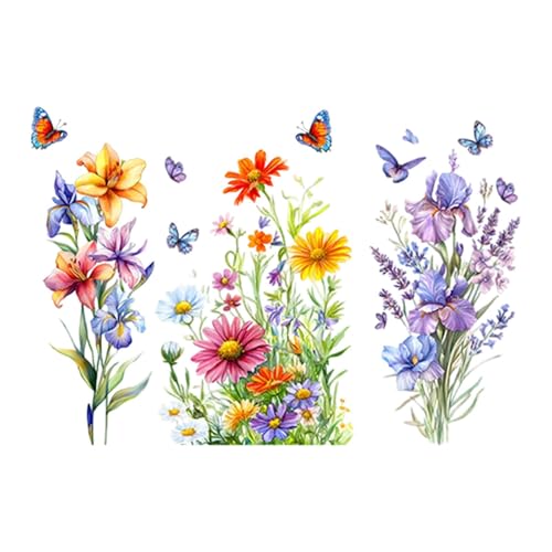 perfk Wandaufkleber mit Blumen und Schmetterlingen, PVC-Tapeten, blühendes Blumendekor, Wandkunst, Dekorkunst für Schlafzimmer, Esszimmer perfk Wandaufkleber mit Blumen und Schmetterlingen, PVC-Tapeten, blühendes Blumendekor, Wandkunst, Dekorkunst für Schlafzimmer, Esszimmer von perfk
