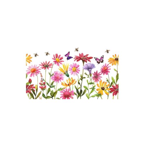 perfk Wandaufkleber mit bunten Blumen, Fensteraufkleber, 30 x 60 cm, wasserfest, dekorativ, zum Abziehen und Aufkleben für Sofa-Hintergrund-Accessoire von perfk