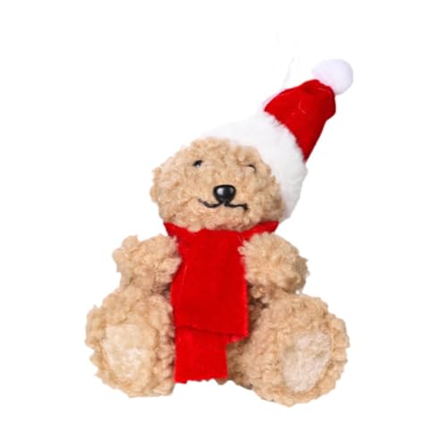 perfk Weihnachtsbär, Stofftier, Plüschpuppe, Kinder, Zuhause, Partygeschenke, Geschenk, Plüschtier mit Hut für die Freundin, Bank, Bürostühle, Sitzend 10x12.5x19cm von perfk