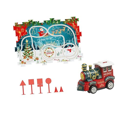 perfk Weihnachtszug-Puzzle-Track-Spielset, Weihnachtszug-Spielzeug, Montessori-Spielzeug, pädagogisches DIY, kreativ für Geschenke zu Weihnachten, 13 Stück von perfk