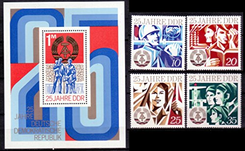 philaseum Briefmarken : DDR 1974, Mi.Nr. 1949-1952 + Block 41, 25 Jahre DDR I und II, Postfrisch von philaseum