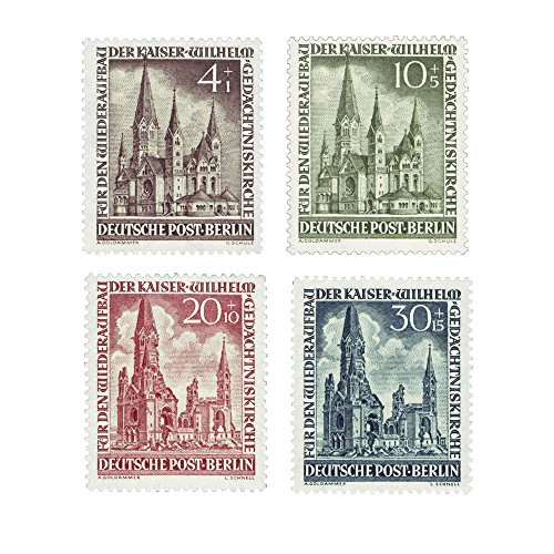 philaseum Briefmarken Berlin 1953, Mi.Nr. 106-109, Kaiser-Wilhelm-Gedächtniskirche. Postfrisch (Mi. 25 EUR) von philaseum