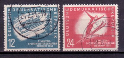 philaseum Briefmarken DDR 1951, Mi.Nr. 280-281, Wintersport, Gestempelt (Mi. 32 EUR) von philaseum