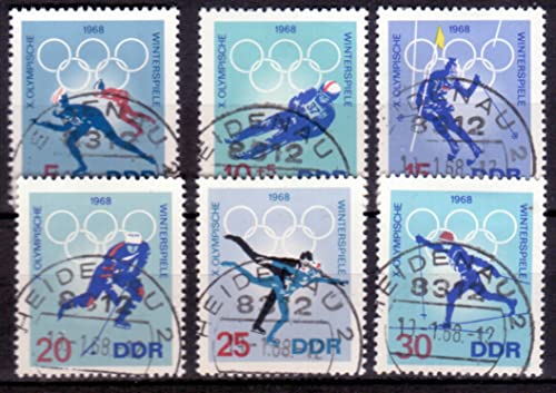 philaseum Briefmarken DDR 1968, Mi. Nr. 1335-1340, Olympische Winterspiele, Grenoble. Gestempelt (Mi. 4,50 EUR) von philaseum